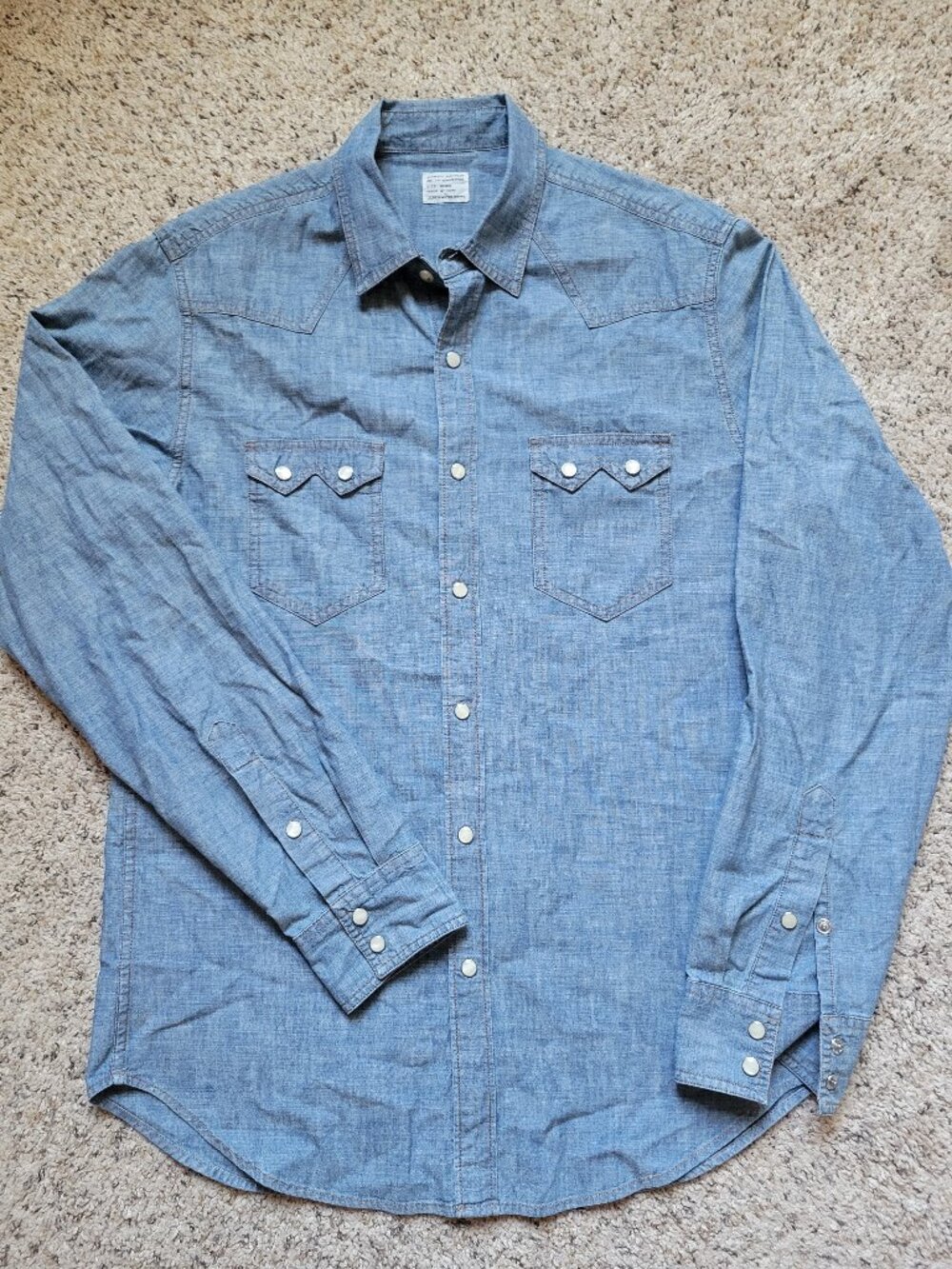New J Crew Men’s Chambray Long Sleeve Button-Up Work Shirt Classic Medium